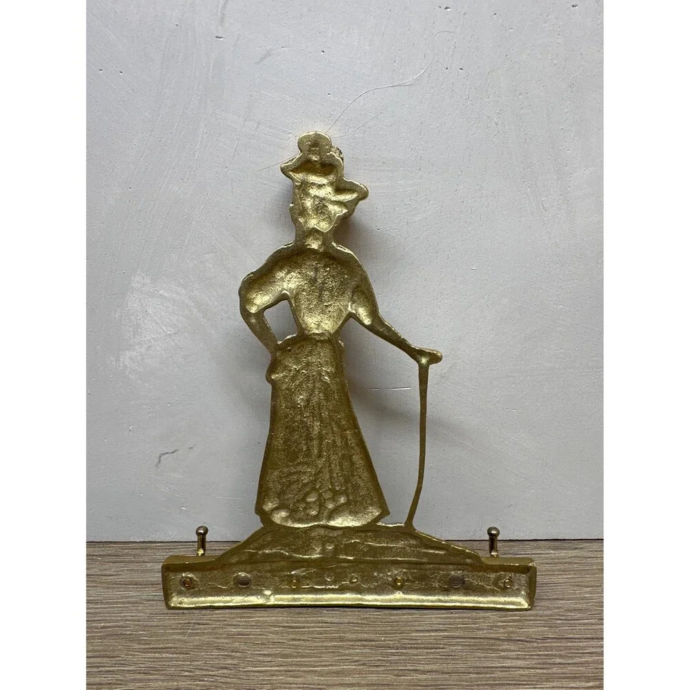 Solid Brass Victorian Lady Golfer 4-Hook Key Rack, Upper Deck LTD Decor 6